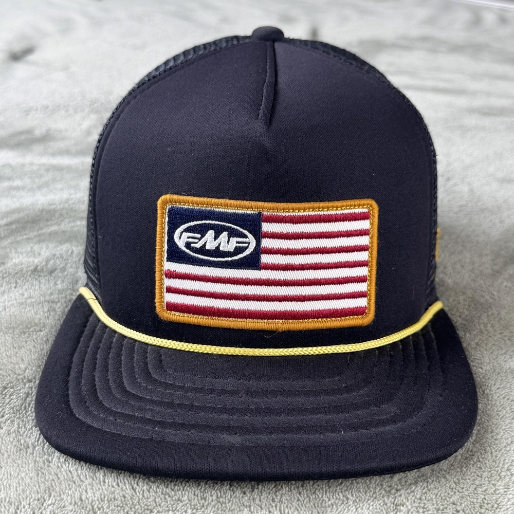 New Era FMF Hat Cap Snap Back Mens One Size Black USA Flag Bump Cap Trucker